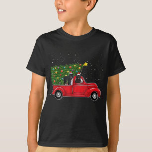 Camiseta Navidades De Perros De Terranova En Camión Rojo