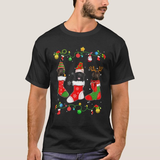 Camiseta Navidades de perros de Terranova iluminan el perro (Anverso)