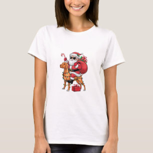 Camiseta Navidades de perros de Vizsla iluminando Santa Rid