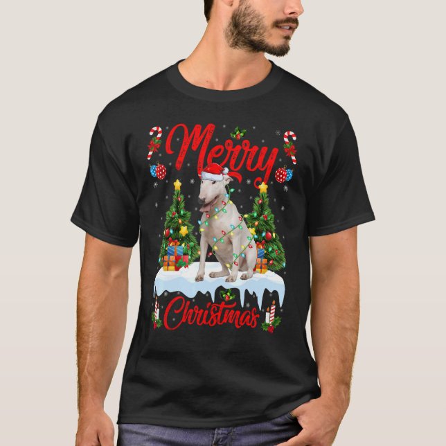 Camiseta Navidades de perros del árbol Santa Bull Terrier d (Anverso)