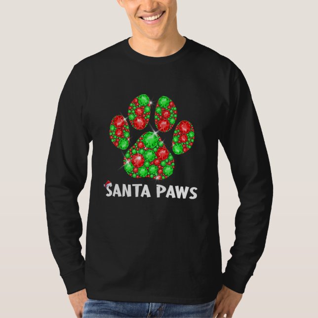 Camiseta Navidades de perros divertidos Santa Paws Navidad  (Anverso)