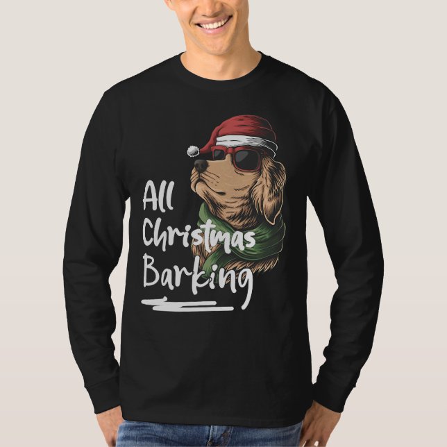 Camiseta Navidades de perros ladrando a un recuperador de o (Anverso)