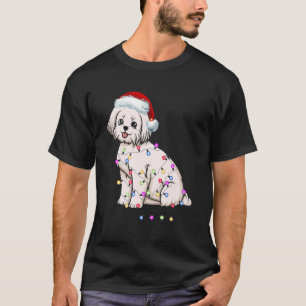 Camiseta Navidades de perros malteses disfrazan Santa Hat n