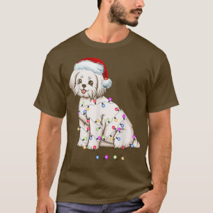 Camiseta Navidades de perros malteses disfrazan Santa Hat n