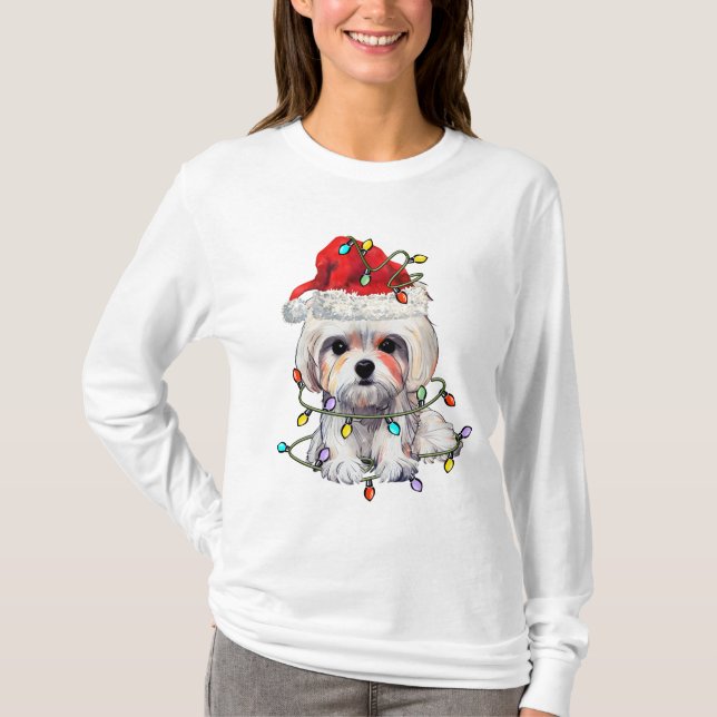 Camiseta Navidades de perros malteses, Navidad Perro maltés (Anverso)