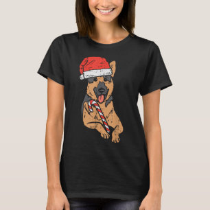 Camiseta Navidades de perros pastores alemanes de Santa Hat