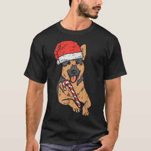 Camiseta Navidades de perros pastores alemanes de Santa Hat