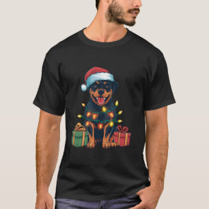 Camiseta Navidades de perros rottweiler de Santa Hat Ilumin