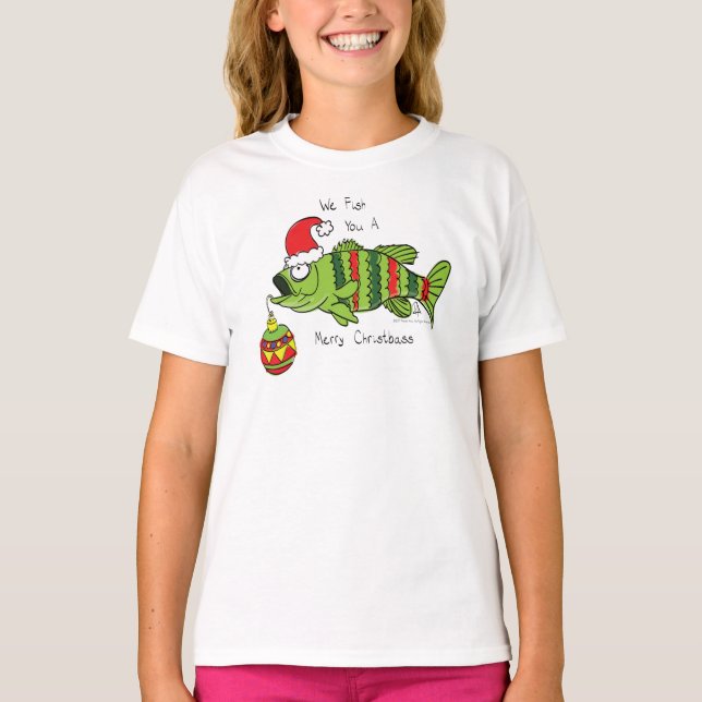 Camiseta Navidades de pesca divertidos Personalizado de pes (Anverso)