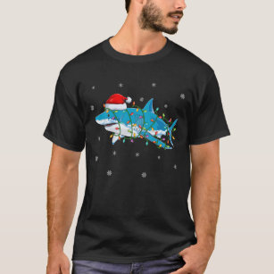 Camiseta Navidades de pescado de tiburón de cerezo Santa Ha