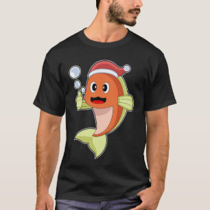 Camiseta Navidades de pescado Santa hat