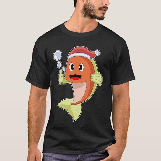 Camiseta Navidades de pescado Santa hat (Anverso)