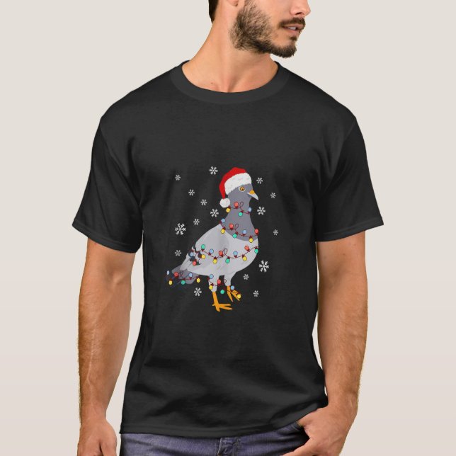 Camiseta Navidades de Pigeon Santa Hat animan a los amantes (Anverso)