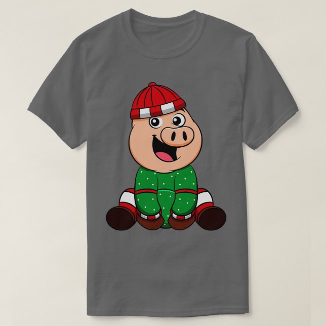 Camiseta Navidades de Piglet de Invierno Cerdo 1 (Diseño del anverso)