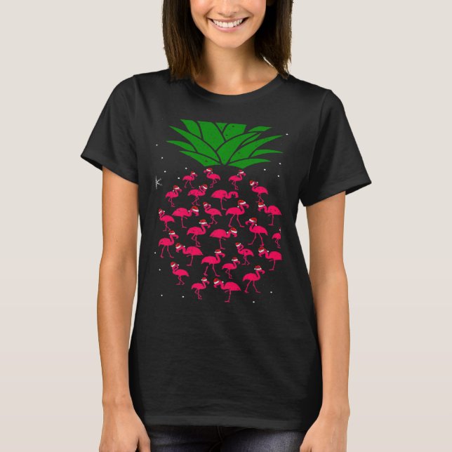 Camiseta Navidades de piña de Santa Flamingo (Anverso)