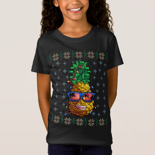 Camiseta Navidades de piña iluminan Hawaii Lover (Anverso)
