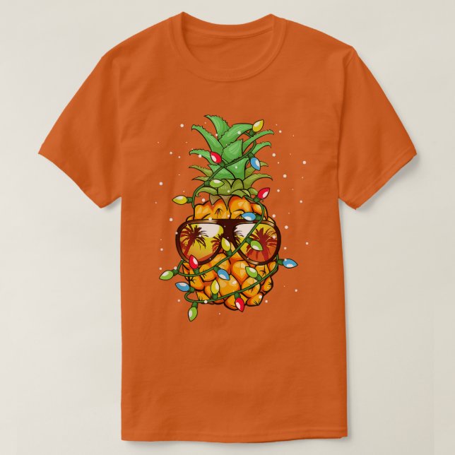 Camiseta Navidades de piña usan luces de gafas de sol para  (Diseño del anverso)