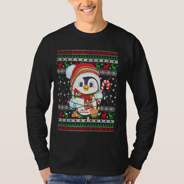 Camiseta Navidades de pingüino iluminan a Navidades feos de (Anverso)