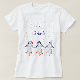Camiseta Navidades de pingüinos bailarines