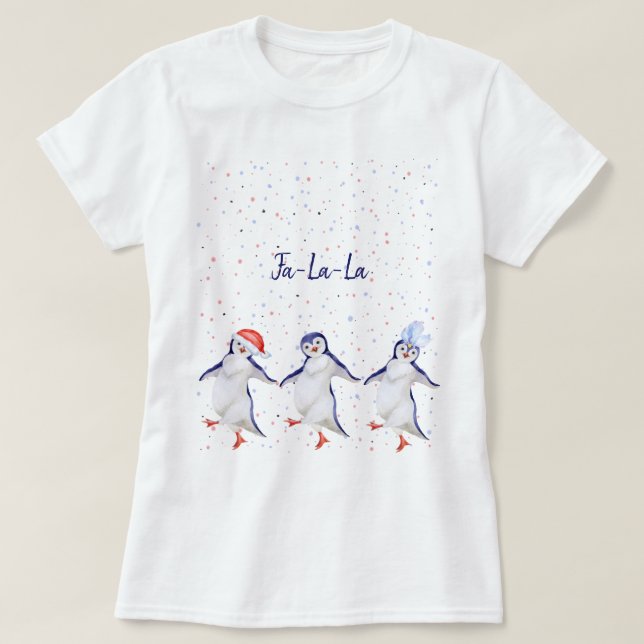 Camiseta Navidades de pingüinos bailarines (Diseño del anverso)