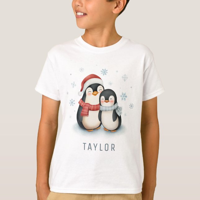 Camiseta Navidades de pingüinos con temas de invierno (Anverso)