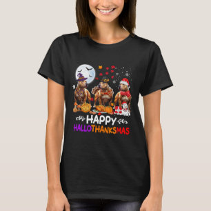 Camiseta Navidades de Pitbull Dog Felices Hallothankmas Tha