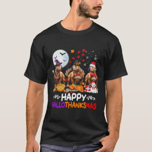 Camiseta Navidades de Pitbull Dog Felices Hallothankmas Tha