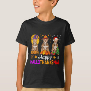 Camiseta Navidades de Pitbull Dog Halloween Hallothanksmas