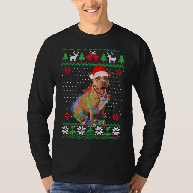 Camiseta Navidades de Pitbull Dog Uglyer Cachorro Cachorro (Anverso)