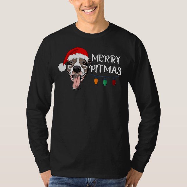 Camiseta Navidades de Pitbull Funny Merry Pitmas (Anverso)