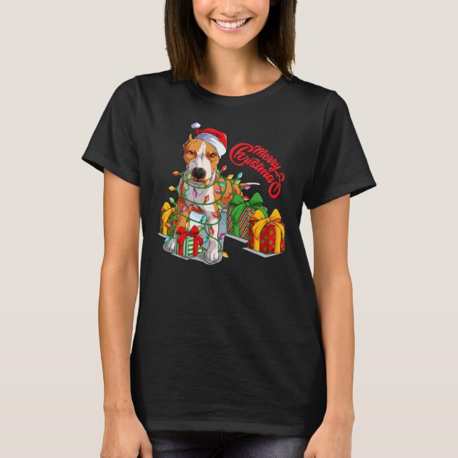 Camiseta Navidades de Pitbull Merry Pitmas Santa Claus (Anverso)