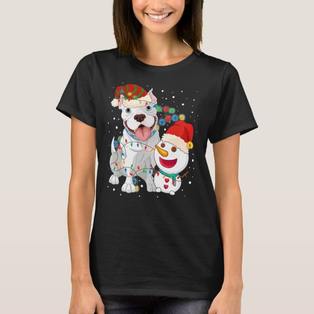 Camiseta Navidades de Pitbull Perro Funny Perro Snowman We (Anverso)