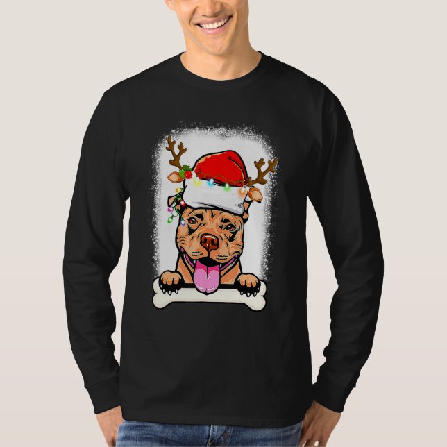 Camiseta Navidades de Pitbull Santa Lights con sangre (Anverso)