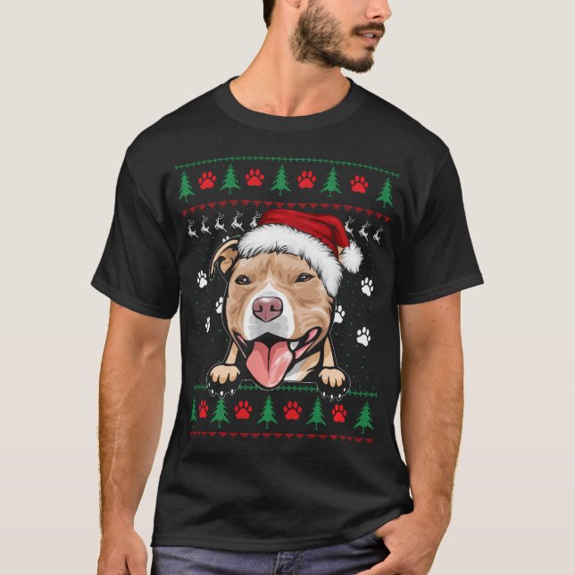 Camiseta Navidades de Pitbull, un curioso amante de los pit (Anverso)