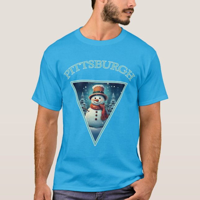 Camiseta Navidades de Pittsburgh Snowman (Anverso)