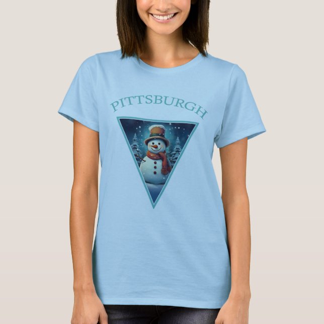 Camiseta Navidades de Pittsburgh Snowman (Anverso)