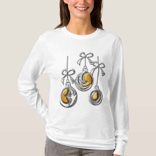 Camiseta Navidades de Plata y Oro Baubles (Anverso)