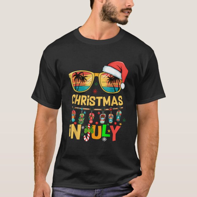 Camiseta Navidades De Playa De Santa Claus Sungafas En Juli (Anverso)