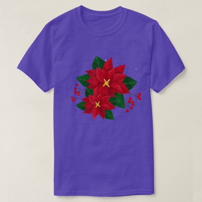 Camiseta Navidades de Poinsettia Roja Xmas Poinsettia Flowe (Diseño del anverso)