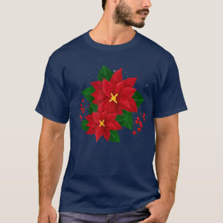 Camiseta Navidades de Poinsettia Roja Xmas Poinsettia Flowe
