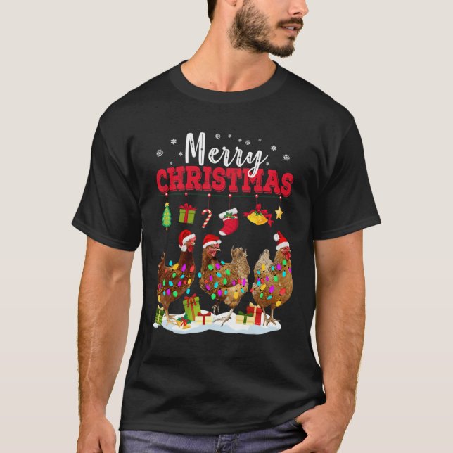 Camiseta Navidades de pollo alumbran cerezo en familia de N (Anverso)