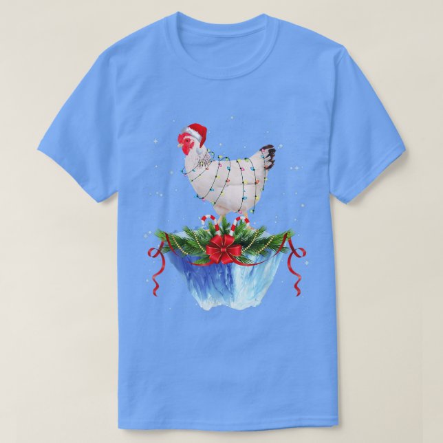 Camiseta Navidades de pollo alumbran Navidad Gracioso (Diseño del anverso)