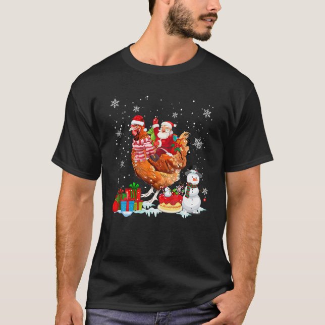 Camiseta Navidades de pollo de Santa Riding (Anverso)