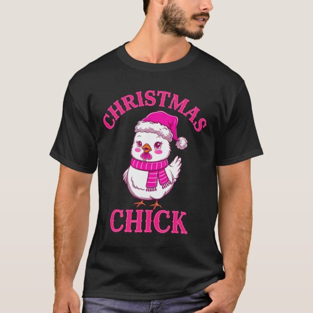 Camiseta Navidades de pollo divertidos iluminan la granja a (Anverso)