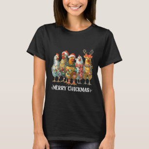 Camiseta Navidades de pollo divertidos iluminan la granja A