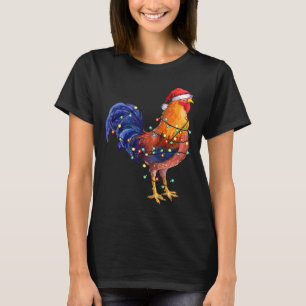 Camiseta Navidades de pollo encienden Santa Hat T
