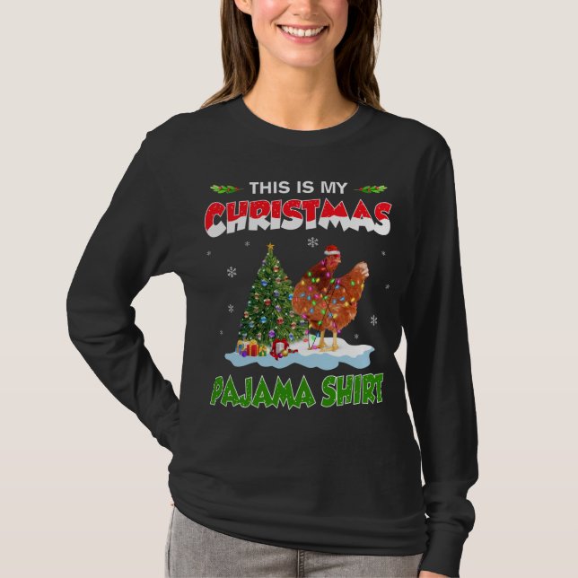 Camiseta Navidades De Pollo Iluminan Este Es Mi Navidad Paj (Anverso)