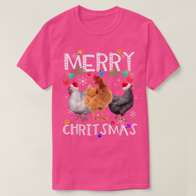 Camiseta Navidades de pollo iluminan pollo con navidad (Diseño del anverso)