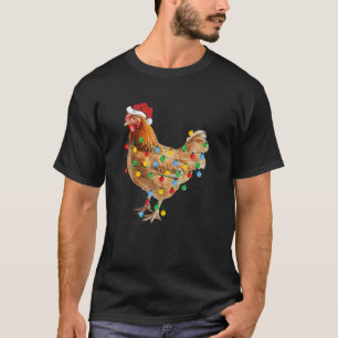 Camiseta Navidades de pollo Santa Hat alumbra a divertidos 