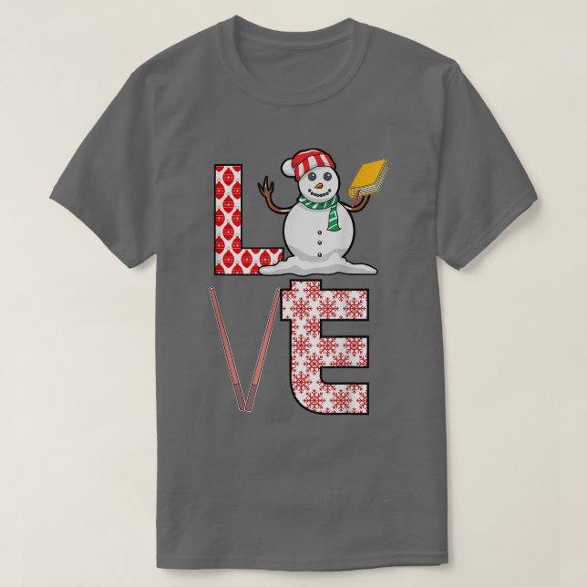 Camiseta Navidades de profesores de amor Snowman Xmas Pajam (Diseño del anverso)